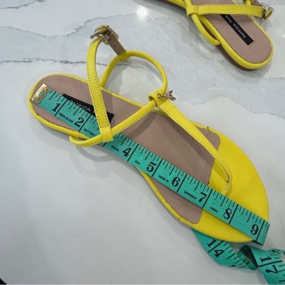 NWOT Patrizia Pepe Dynamic Yellow T-Strap Flat Sandals - Picture 10 of 12